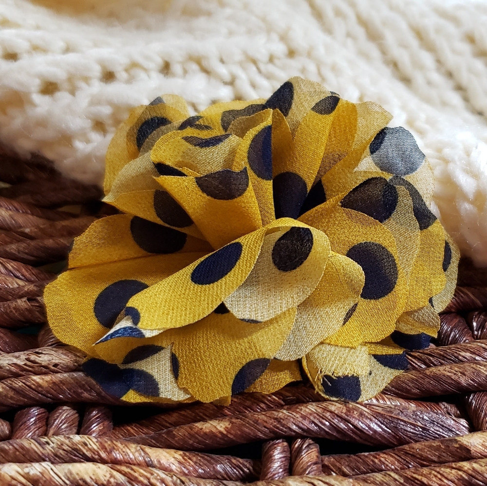 Mustard & Navy Polka Dot Hairclip/Pin